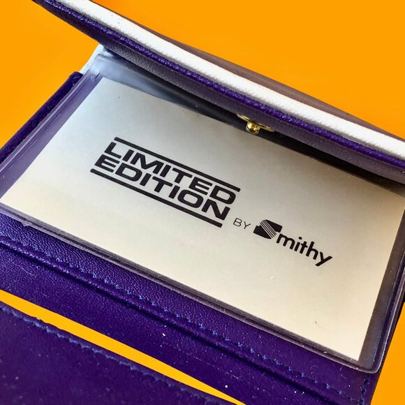 SMITHY Vintage Coin Wallet Nappa Cowhide Purple Leather Tri-Fold New Defects - Picture 9 of 15